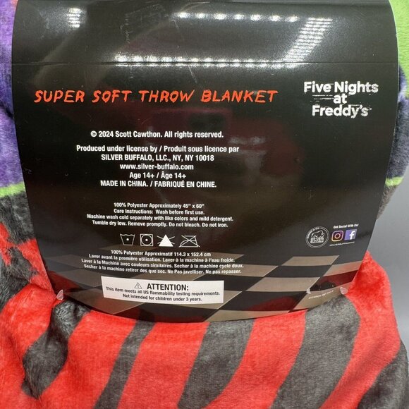 Five Nights At Freddy's FNAF Character Grid Throw Blanket 45" x 60" NEW - Picture 5 of 5